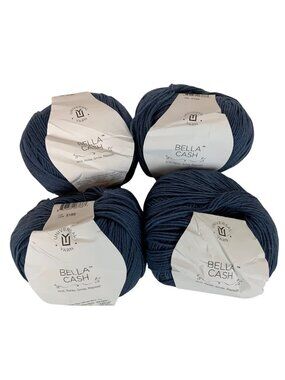 Universal Yarn Bella Cash 4 Skeins Fine Wool Cashmere Blend 230 Yds 50g Blue